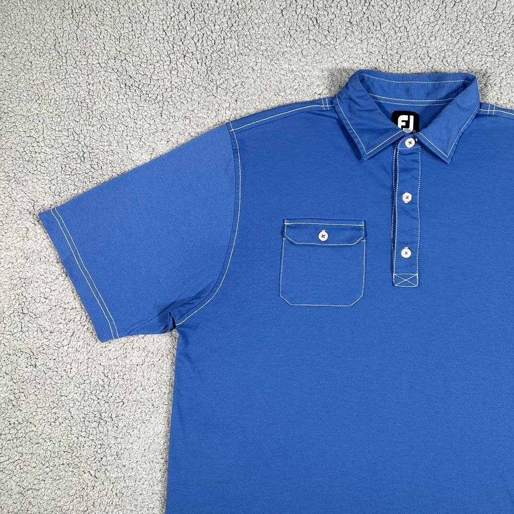 FootJoy FJ Polo Shirt Mens‎ Large Blue Golf Casual Preppy Pocket Short Sleeve - Picture 4 of 13